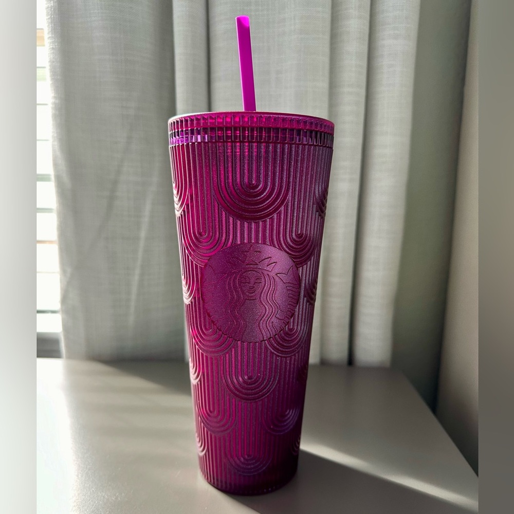 New Release Spring 2024 Starbucks Metallic Magenta 24oz Tumbler NWT